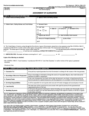 USDA Assignment of Guarantee Form