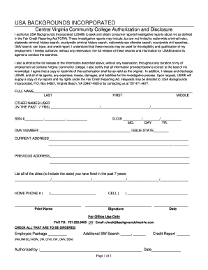 Central Virginia Community College Background Check Authorization