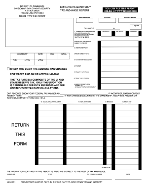 North Carolina Employer's Quarterly Tax and Wage Report