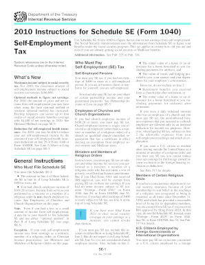 2010 Instructions for Schedule SE (Form 1040)