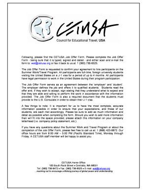 CETUSA Job Offer Form