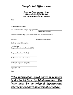 Job Offer Letter for F-1 Student