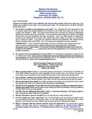 Free and Reduced Price School Meals Application