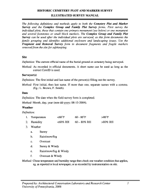 Historic Cemetery Plot and Marker Survey Form