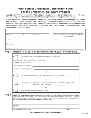 High School Graduation Certification Form