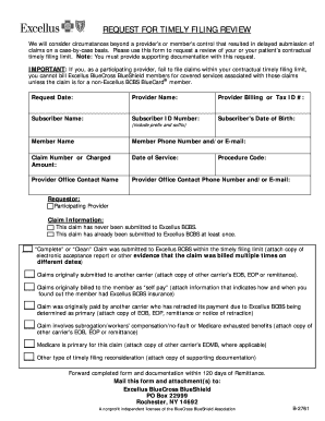 Excellus BCBS Timely Filing Review Request