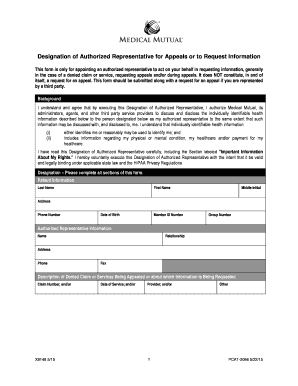 Designation of Authorized Representative for Appeals