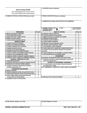GSA Form 1904 Quality Evaluation