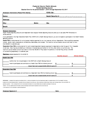 Frederick County Public Schools Flexible Spending Account Election Form
