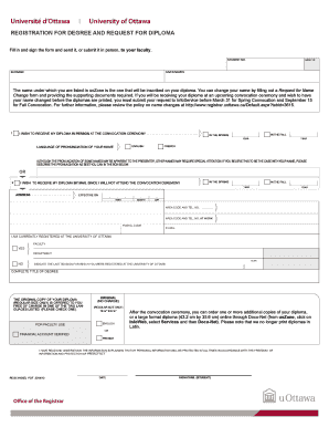 University of Ottawa Degree Registration Form