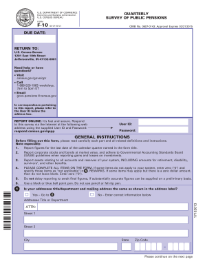 US Census Bureau Survey of Public Pensions Form F-10
