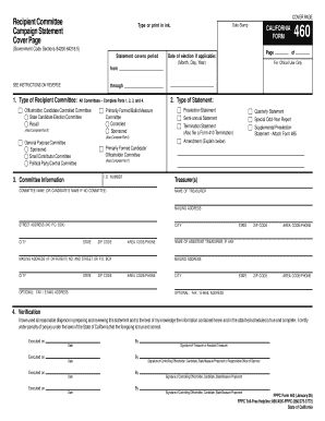 California Form 460 Campaign Statement