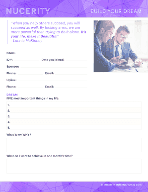 NuCerity Business Dream Builder Form
