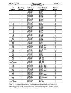 Fillable Online STAAR EOC Released Test Answer Key v1.xlsx Fax Email ...