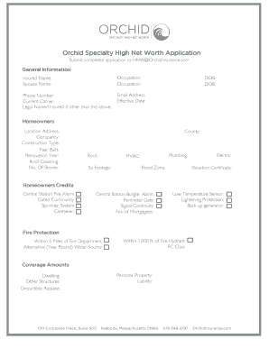 Orchid High Net Worth Insurance Application