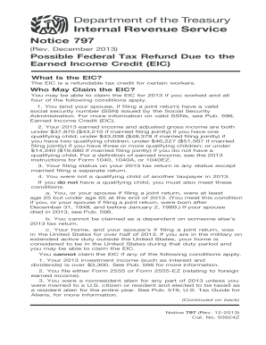 IRS Notice 797 Earned Income Credit