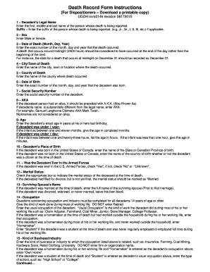 Death Record Form Instructions