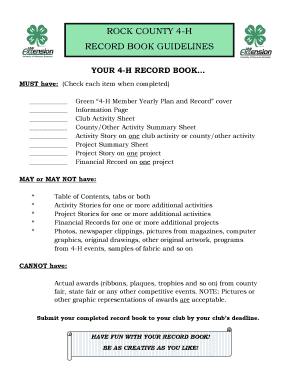 4-H Record Book Guidelines
