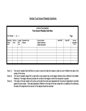 Trust Account Receipts Cashbook