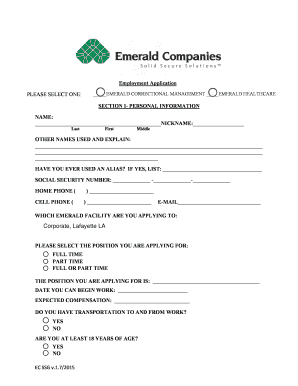 Emerald Companies Employment Application