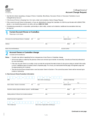 CollegeAmerica Account Change Request
