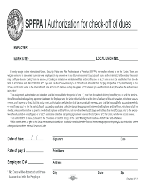 SPFPA Dues Authorization Form