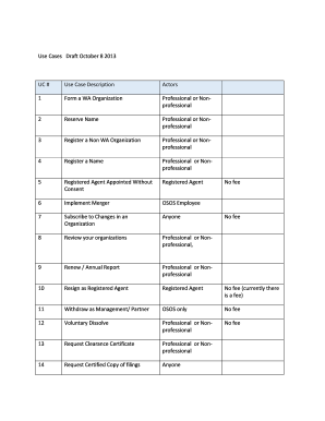 Use Cases Draft October 8 2013 UC # Use Case Description Actors ... - sos wa