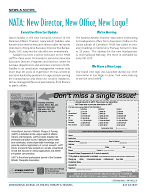 National Athletic Trainers' Association Subscription Form