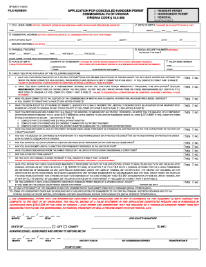 Virginia Concealed Handgun Permit Application