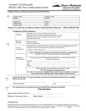 Actemra Medicare Prior Authorization Form