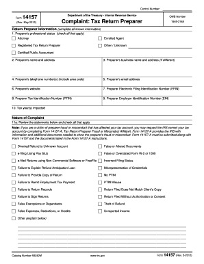 IRS Form 14157 Complaint Tax Return Preparer