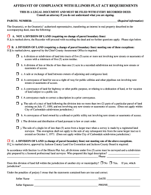 Affidavit of Compliance with Illinois Plat Act Requirements