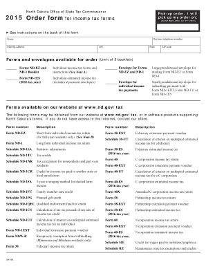 North Dakota Income Tax Form Order