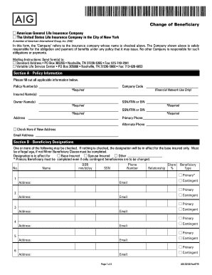Change of Beneficiary Form