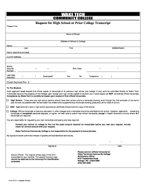 Wake Technical Community College Transcript Request Form