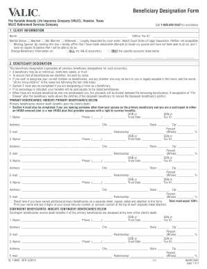 valic beneficiary form fill online printable fillable blank valic beneficiary designation form