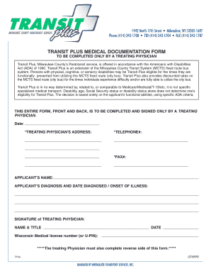 Transit Plus Medical Documentation Form