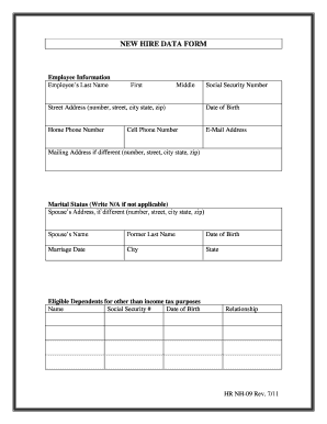 New Hire Data Form