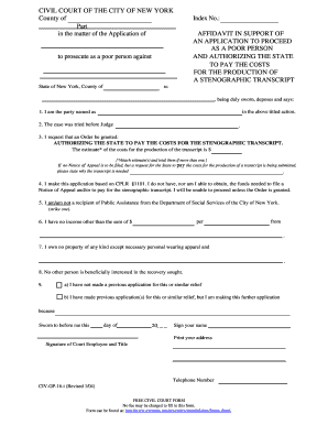 Affidavit in Support of Application to Proceed as a Poor Person