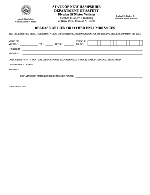 New Hampshire Release of Lien Form