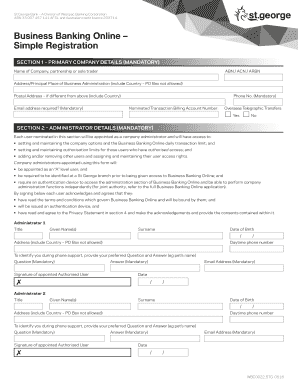 St.George Business Banking Online Registration Form