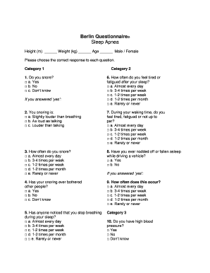Fillable Online faa Berlin Questionnaire Sleep Apnea - faa Fax Email ...