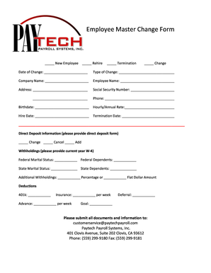 Employee Master Change Form