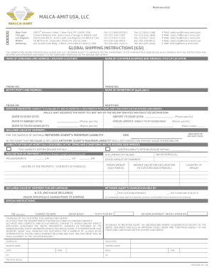 Global Shipping Instruction Form