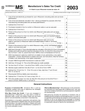 Wisconsin Manufacturer’s Sales Tax Credit Form