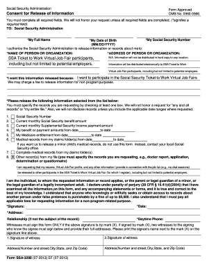 SSA-3288 Consent for Release of Information