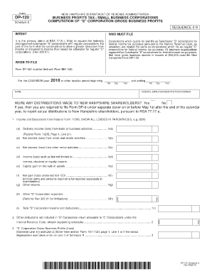 New Hampshire DP-120 Business Profits Tax Form