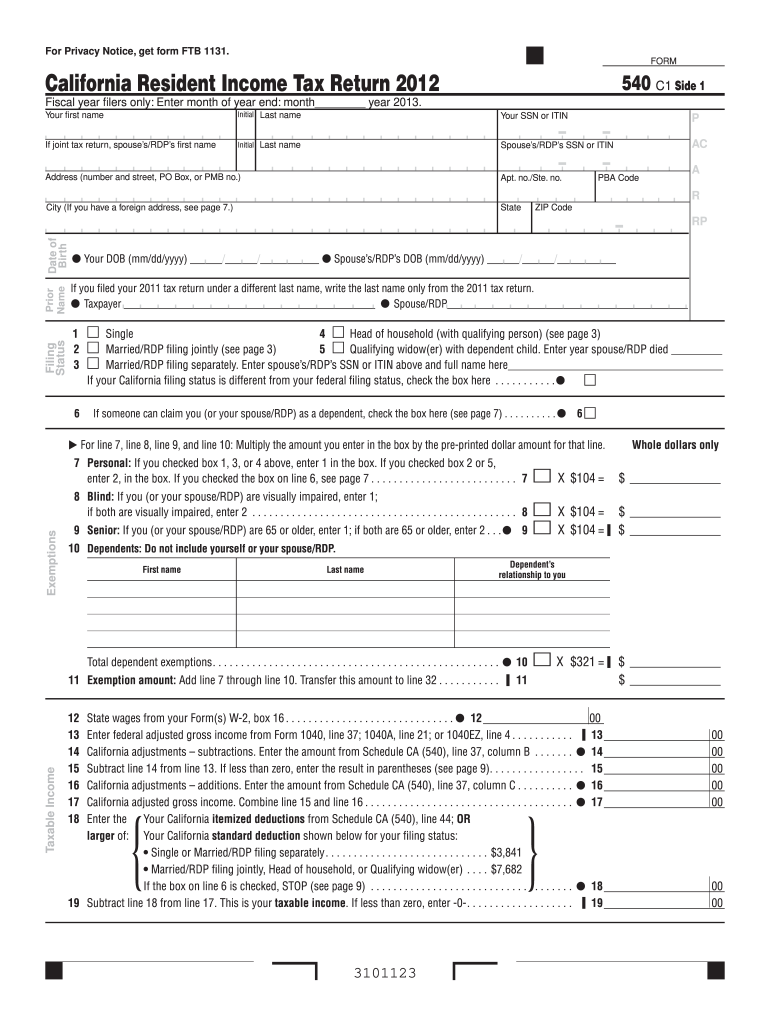 2012 california tax Preview on Page 1.