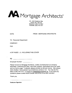 letter of employment for mortgage