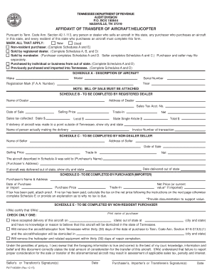 Tennessee Aircraft Transfer Affidavit